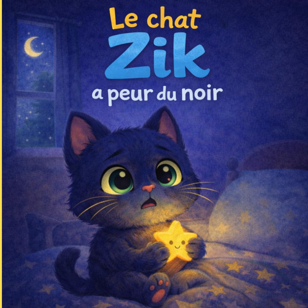 Le chat Zik a peur du noir : une histoire rassurante pour s'endormir sereinement: Livre enfant 3 à 6 ans - Apprivoiser la peur du noir et trouver le courage (Les aventures du chat Zik)