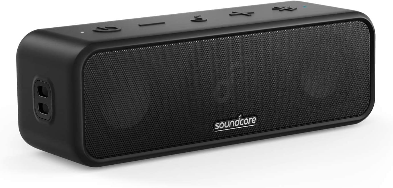soundcore 3 by Anker, Bluetooth Speaker with Stereo Sound, Pure Titanium Diaphragm Drivers, PartyCast Technology, BassUp, 24H Playtime, IPX7 Waterproof, App, Custom EQ, Home, Outdoor, Beach