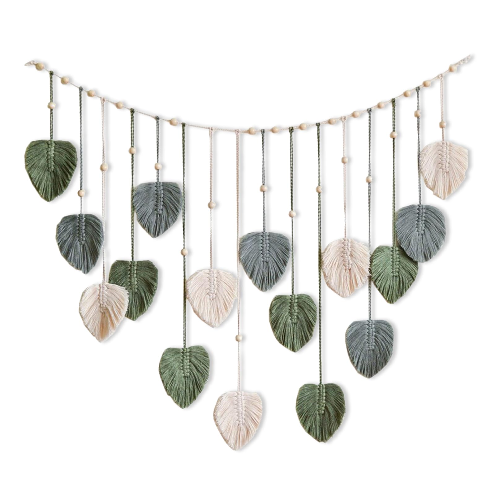 inodiref Green Tapestry Wall Hanging Wall Hanging Leaves Boho Wall Decor Comes with 10 Wooden Clips and 4 Non Marking Nails for Bedroom Living Room Home Decorations