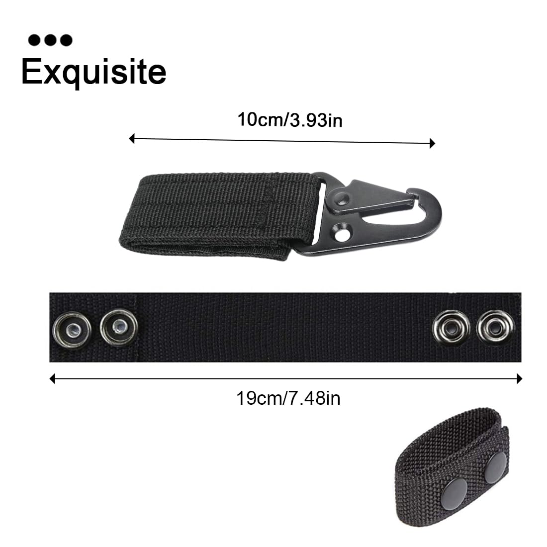 4 Sangles Nylon Avec Mousqueton Tactique Azarxis - Porte-Clés Ceinture Randonnée