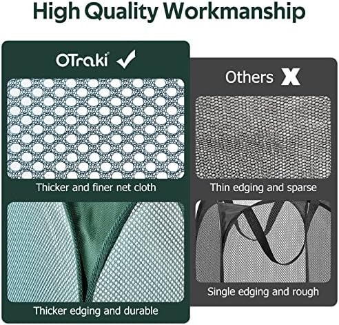 OTraki Mesh Collapsible Laundry Baskets 2 Pack 70L Pop Up Laundry Hampers with Side Pocket and Handles, Large Foldable Washing Basket Lightweight Portable Wash Basket for Clothes Tidy Storage