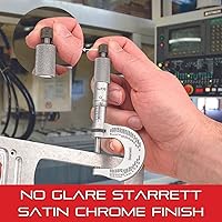 Vista 123 de Starrett 436.1 - Micrómetro exterior, tope trinquete, tuerca de bloqueo, caras de carburo, pulgadas, Negro, 1