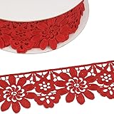 Polyester MYMERCERIE Bobine Guipure Fleurs Rouge 55mmx13,7m