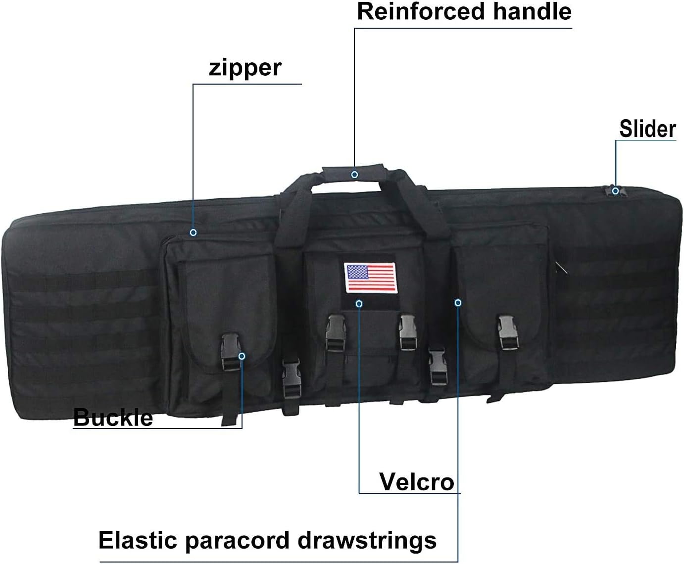 Greencity Double Rifle Case Long Rifle American Classic Tactical Gun Bag Waterproof Padded Molle Hunting Shooting Sports