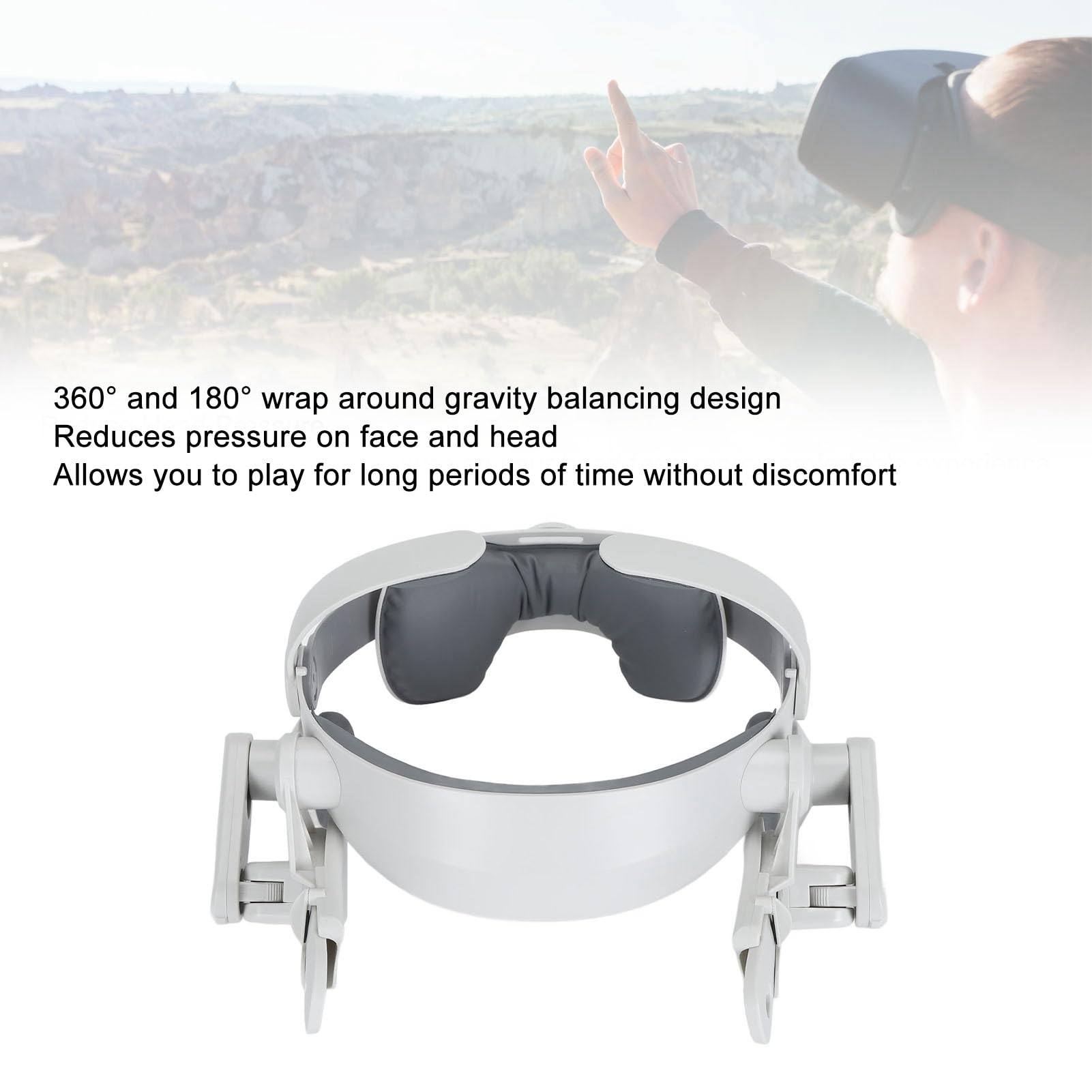 Correa de Repuesto Ajustable para Casco de VR, Diadema para Auriculares de Realidad Virtual con Almohadillas para Las Orejas y Almohadilla Trasera, diseño Ligero Que Reduce la