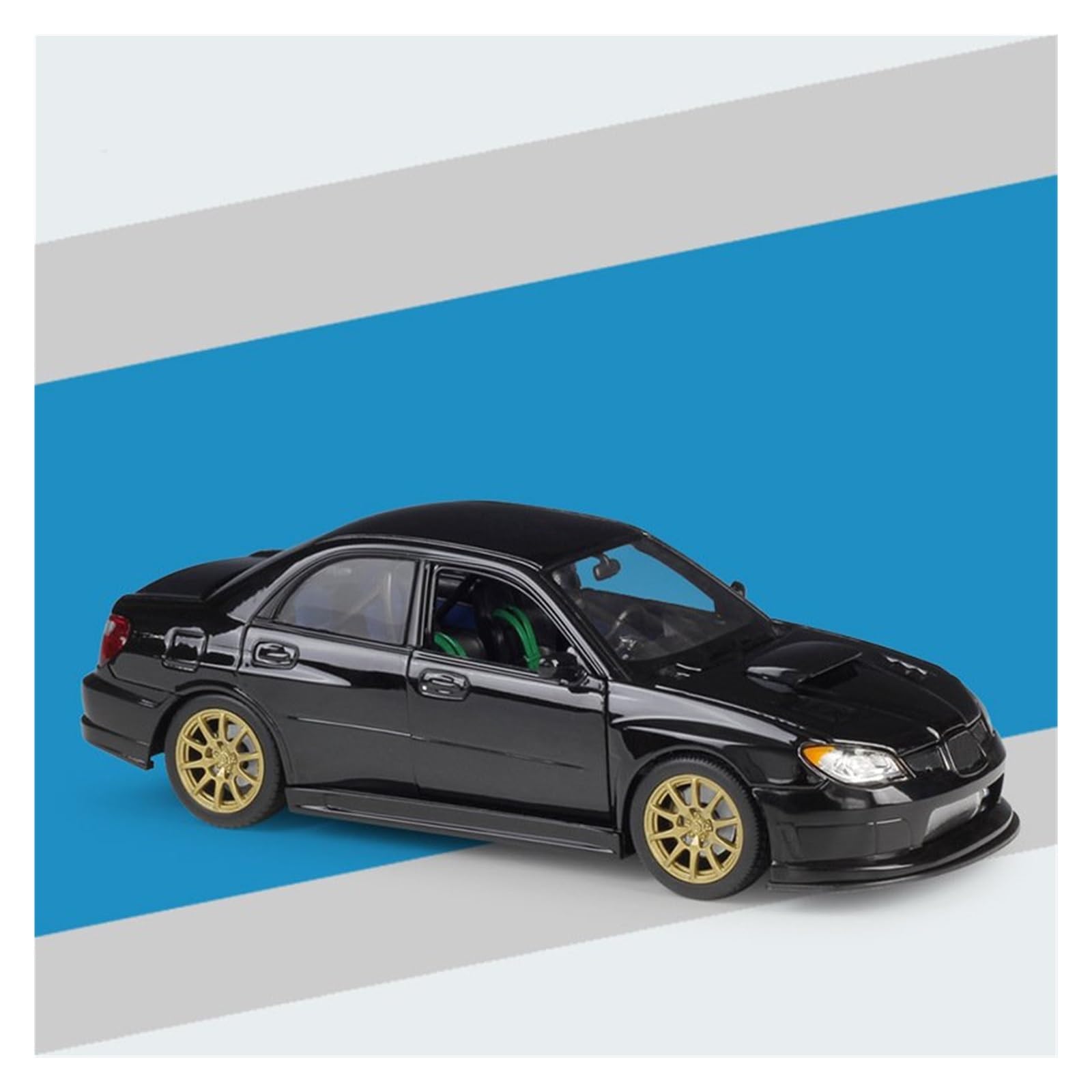 Btwodian Scale Model Car 1:24 For Subaru For Impreza For WRX For STI Alloy Car Model Diecast Metal Vehicles Collections Desk Decoration(Black)