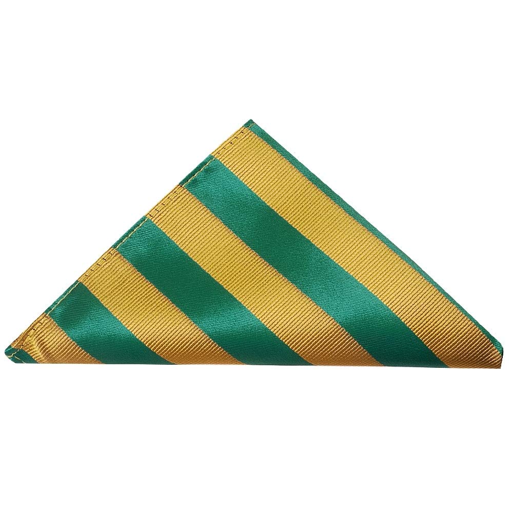 TIES R US Green and Gold Striped Pocket Square