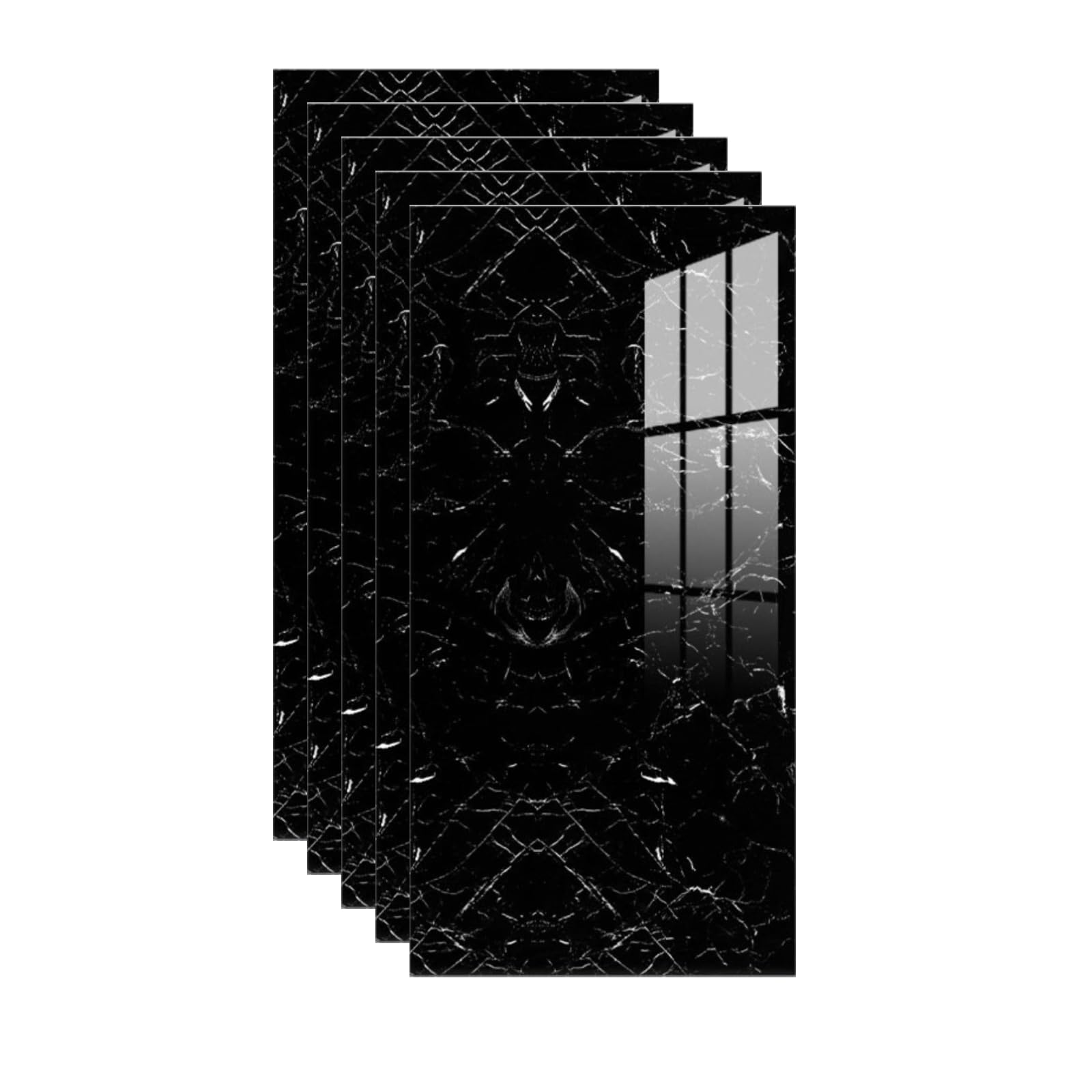 50pcs Marble Tile Sticker 60x30cm, Self Adhesive Wall Tiles, Black Rock