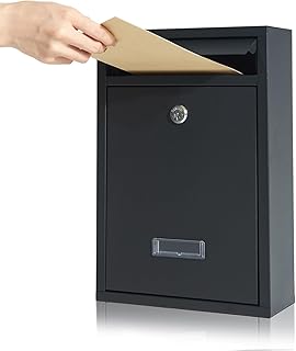 Post Boxes Wall Mounted Waterproof, Steel Mail Box with 2 Keys, Lockable Weatherproof Large Letter Lostal Boxes for Outside or Door, 9 x 21.5 x 32 cm size