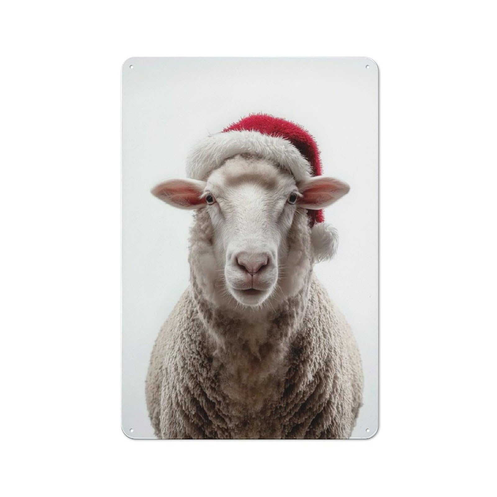Junmoney Style-13 Farmhouse Metal Sign With Sheep Wearing Santa Hat Design 30X20cm, Rustic Country Wall Plaque For Cottage, Kitchen, Hallway Or Breakfast Nook