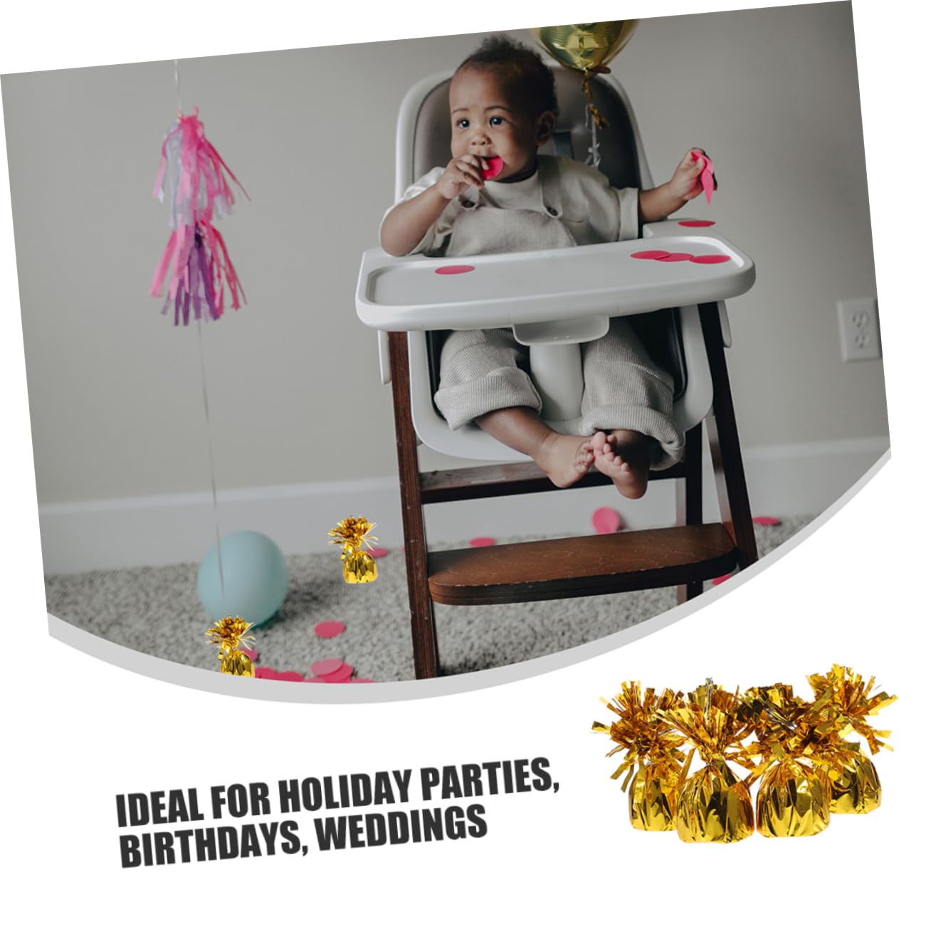 Goldene Ballongewichte 8 Stück-pack aus Pvc für Heliumballons | Metallische Optik, Elegant Goldfarbenes Design, für Partydekorationen und Hochzeiten