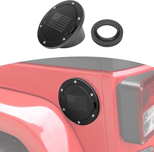 RT-TCZ Para Wrangler JK Llenadora de Combustible Puerta Tapa de Tanque de Gas Cubierta para Jeep Wrangler JK JKU 2007-2017 Negro Bandera Americana