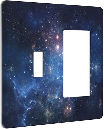 Miniatura 115 de Cubierta de Placa de Pared de 2 Pandillas de Mármol Abstracto, Placa Frontal de Interruptor de Luz Eléctrico Decorativa en Azul Marino y Oro