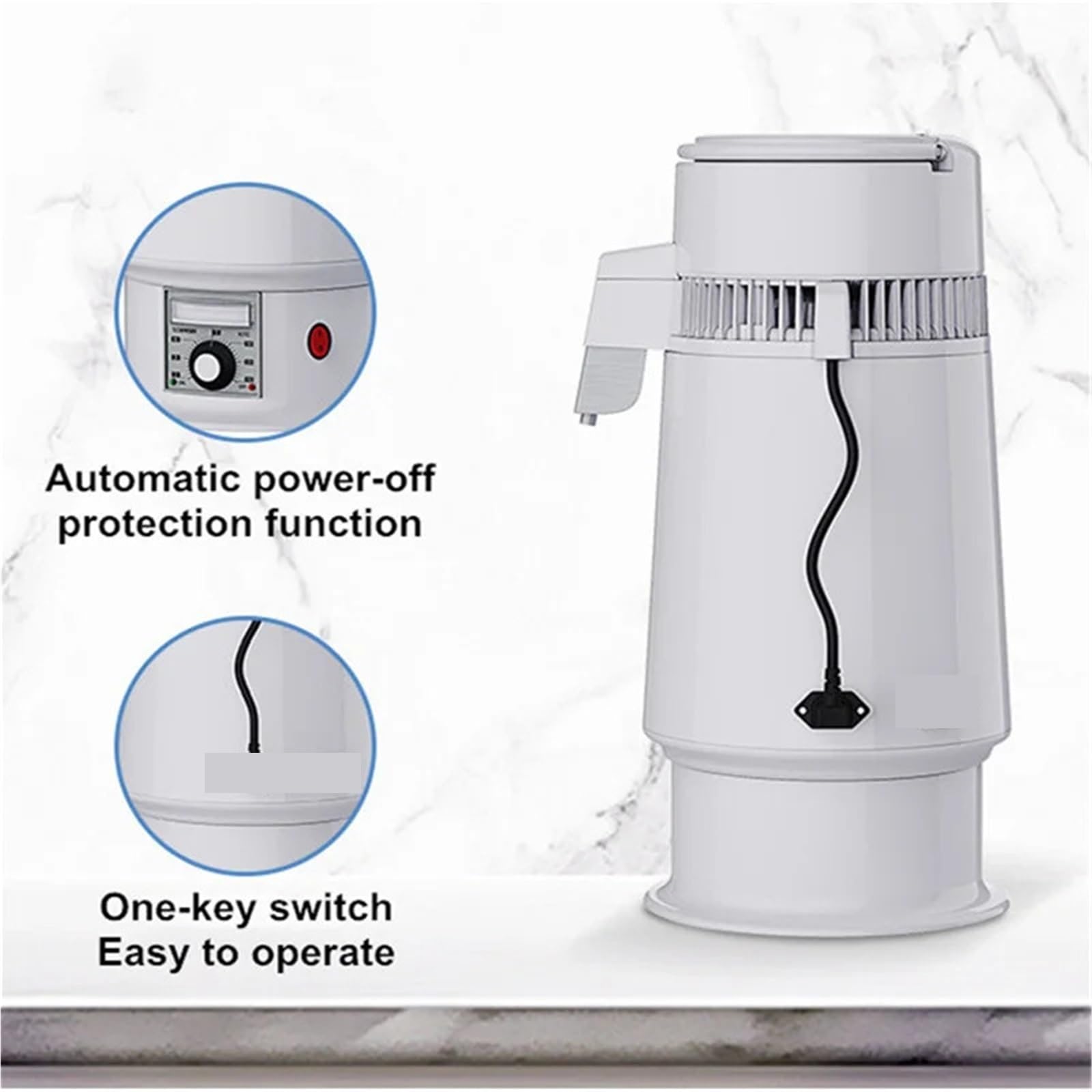 máquina destiladora de agua, Purificador De Destilador Con Filtro Botella Agua 4L, Máquina Sobremesa Portátil, Temperatura Ajustable Acero Inoxidable Para Laboratorios Y Hogares