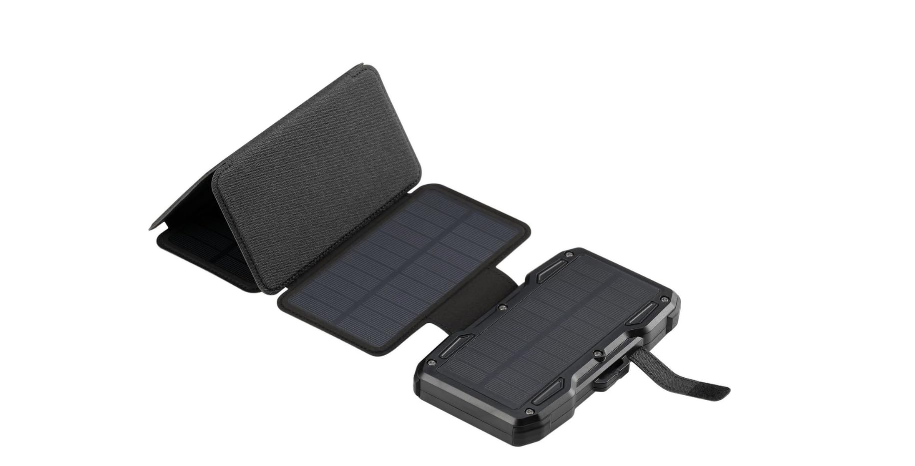 Power Bank solaire 10 000 mAh avec 5 panneaux pliables, charge sans fil 15 W, USB-C et USB-A, panneau solaire 8 W, écran LCD, lampe de poche, IP54, noir