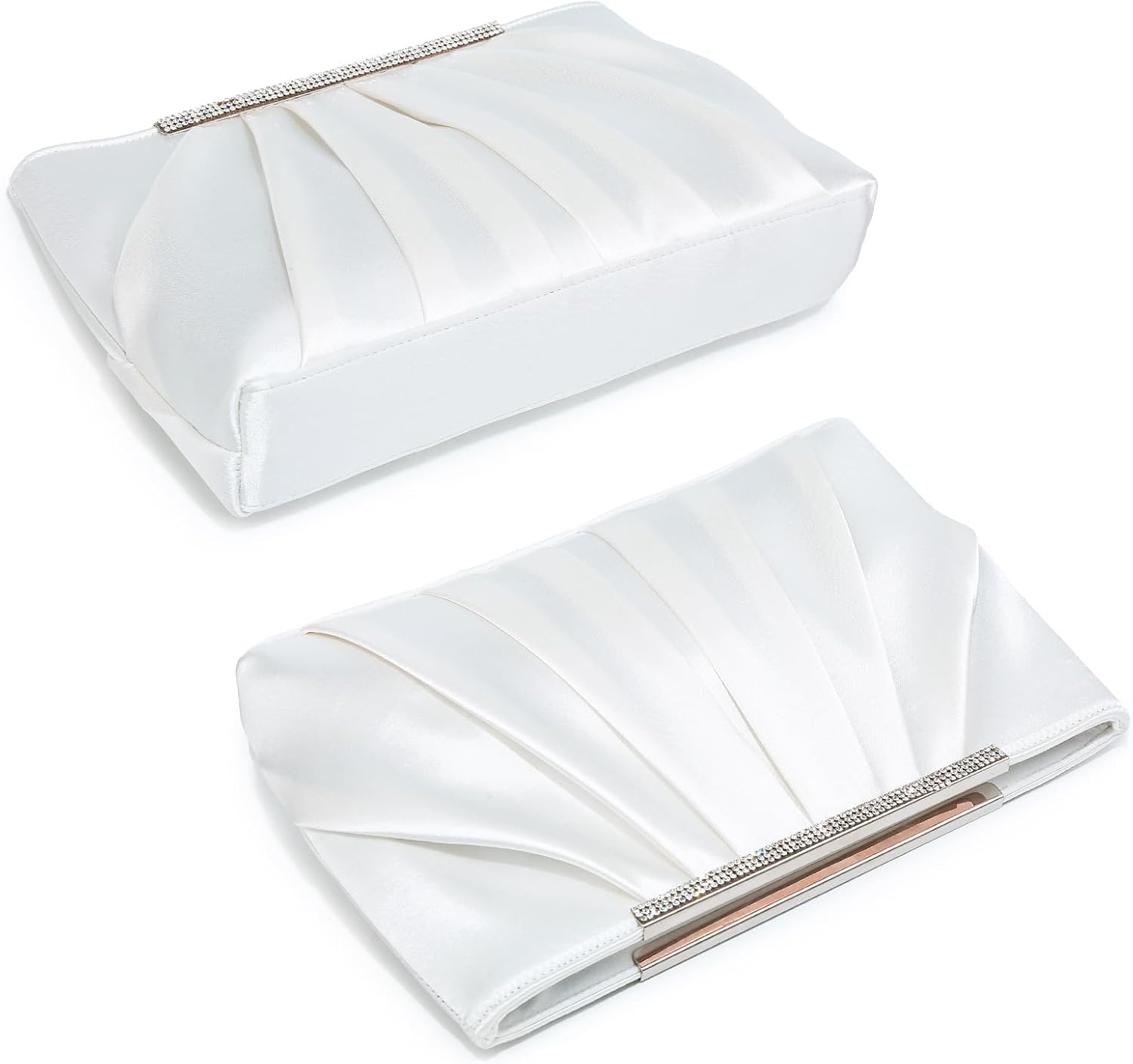 Dasein Elegant Pleated Evening Clutch Bags for Women Formal Handbags Purses for Wedding Party Prom with Sparkly Rhinestones - Image 2