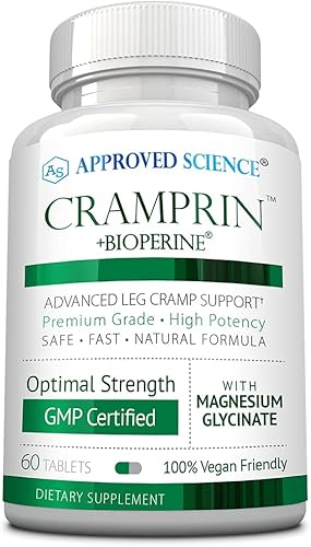 Approved Science Cramprin - Magnesio de alta absorción, complejo de vitamina B, BioPerine - Calambres musculares - 1 mes de suministro - 60 cápsulas
