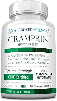 Approved Science Cramprin - High Absorption Magnesium, Vitamin B Complex, BioPerine - Muscle Cramps - 1 Month Supply - 60 Capsules - Vegan