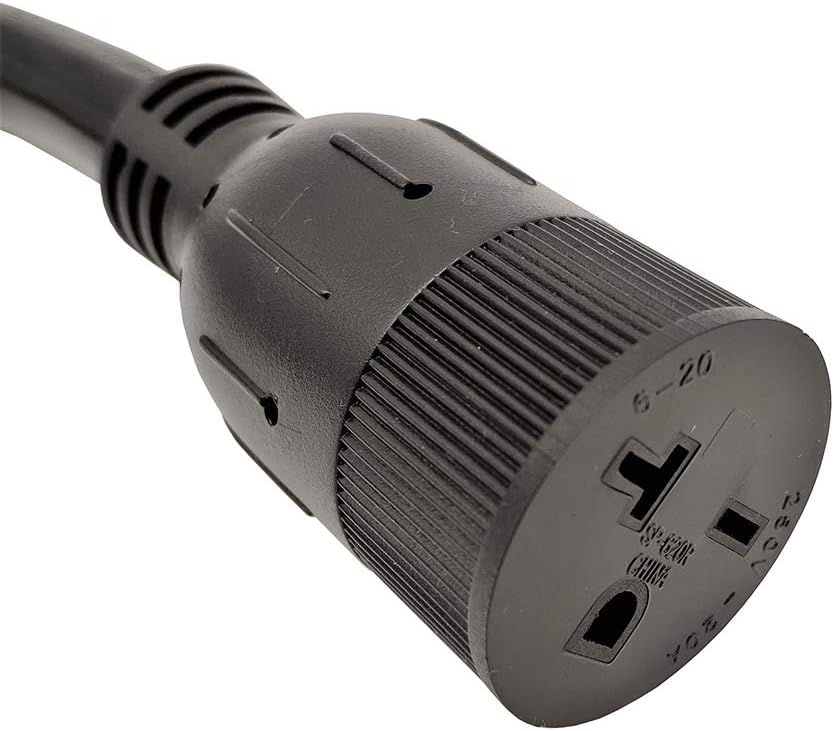 Parkworld 61575 AC Adapter Cord NEMA 6-50P to 6-20R (6-15R T-Blade) 20A, 250V, 14 inch