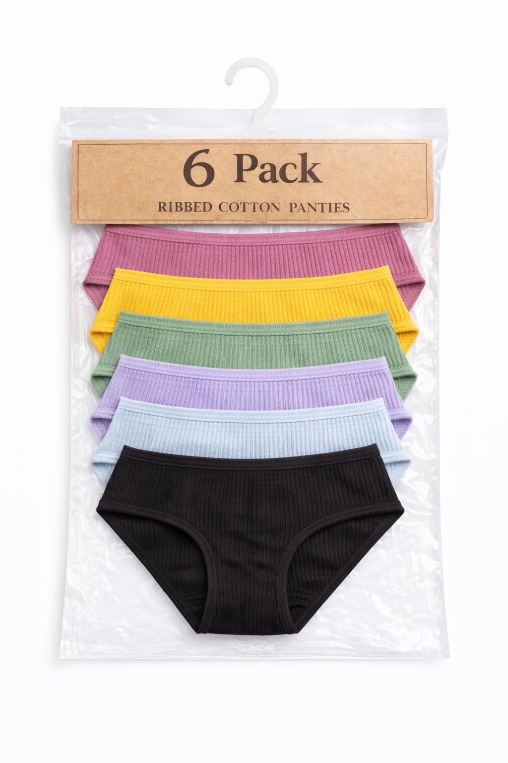 Pack of 6 Women's Ribbed Bikini Cotton Panty Multicolor for Everyday Regular Combo Pack-image-20