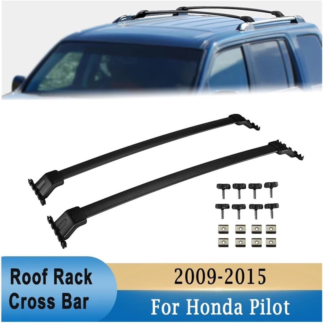 Car Roof Rack Cross Bars Compatible for Honda Pilot 2009-2015 Aluminium Alloy SUV Luggage Kayaks Bike Canoes Rooftop Holder