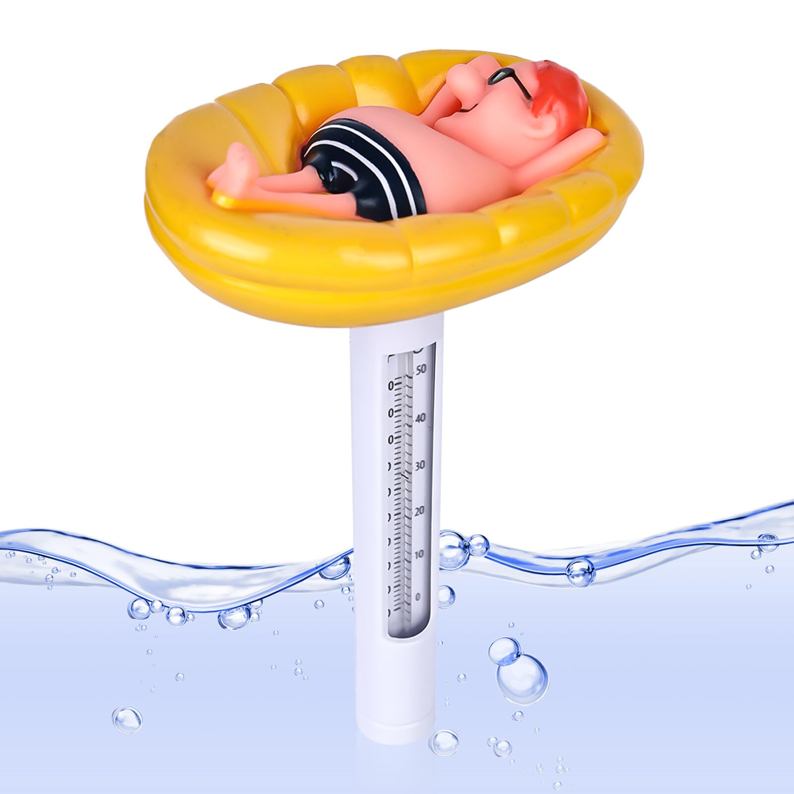 BAIFULAI Floating Pool Thermometer, Break-Resistant Floating Water Thermometer for Pools, Spas, Aquariums, Fish Ponds and Baby Pool(Yellow)