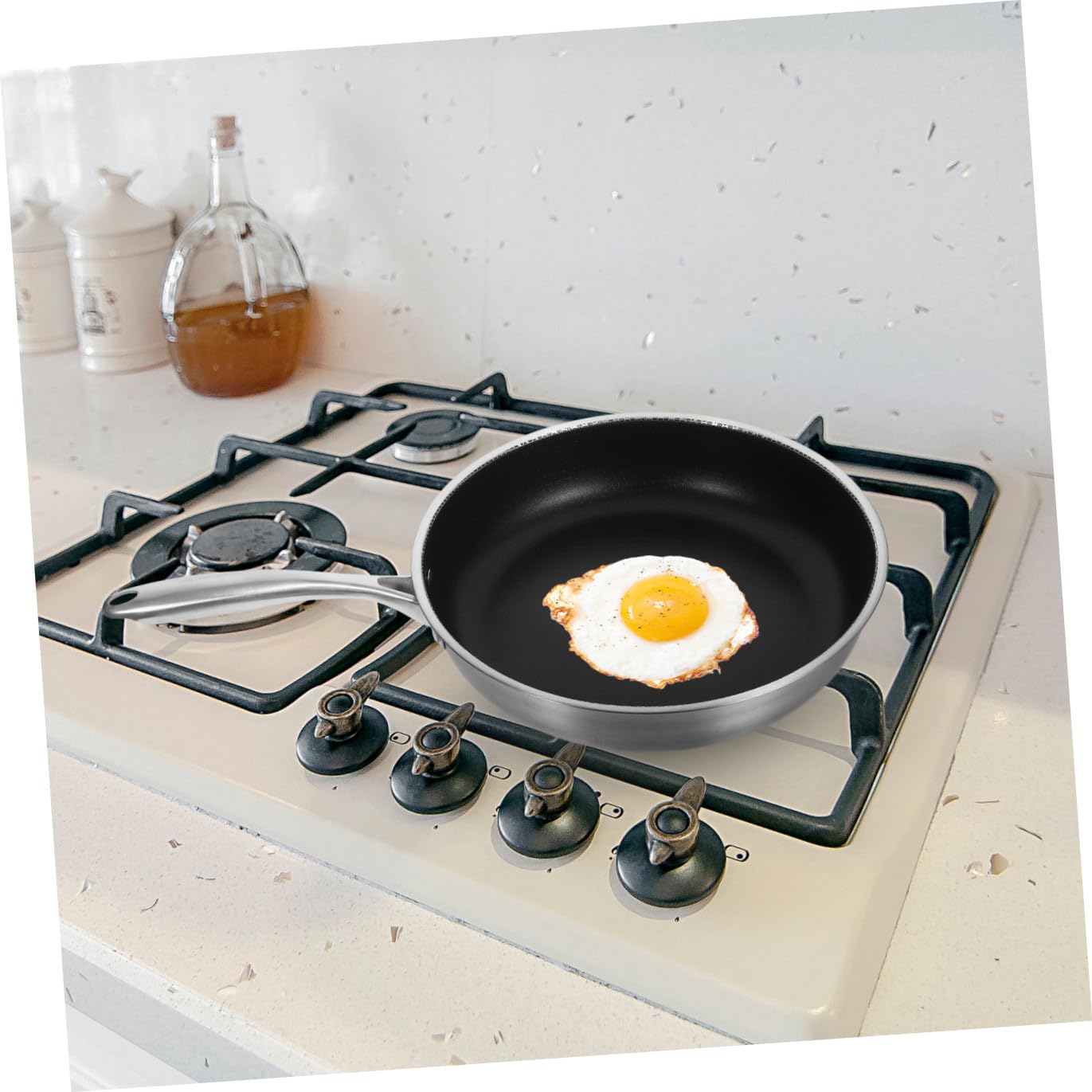 Padella Antiaderente in Acciaio Inox 30 Cm Per Uova e Bistecche, Fondo Piatto Per Distribuzione Uniforme Del Calore, Manico Antiscivolo Per Cucina Domestica Su Fornelli a Induzione