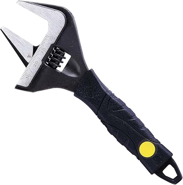 Sharp-tec Adjustable Wrench, Deep Jaw Wide Opening, Heat-Treated Chrome Vanadium Steel Black Oxide Finish, Heavy-Duty Plumbing Spanner Set, 6 inches/165mm
