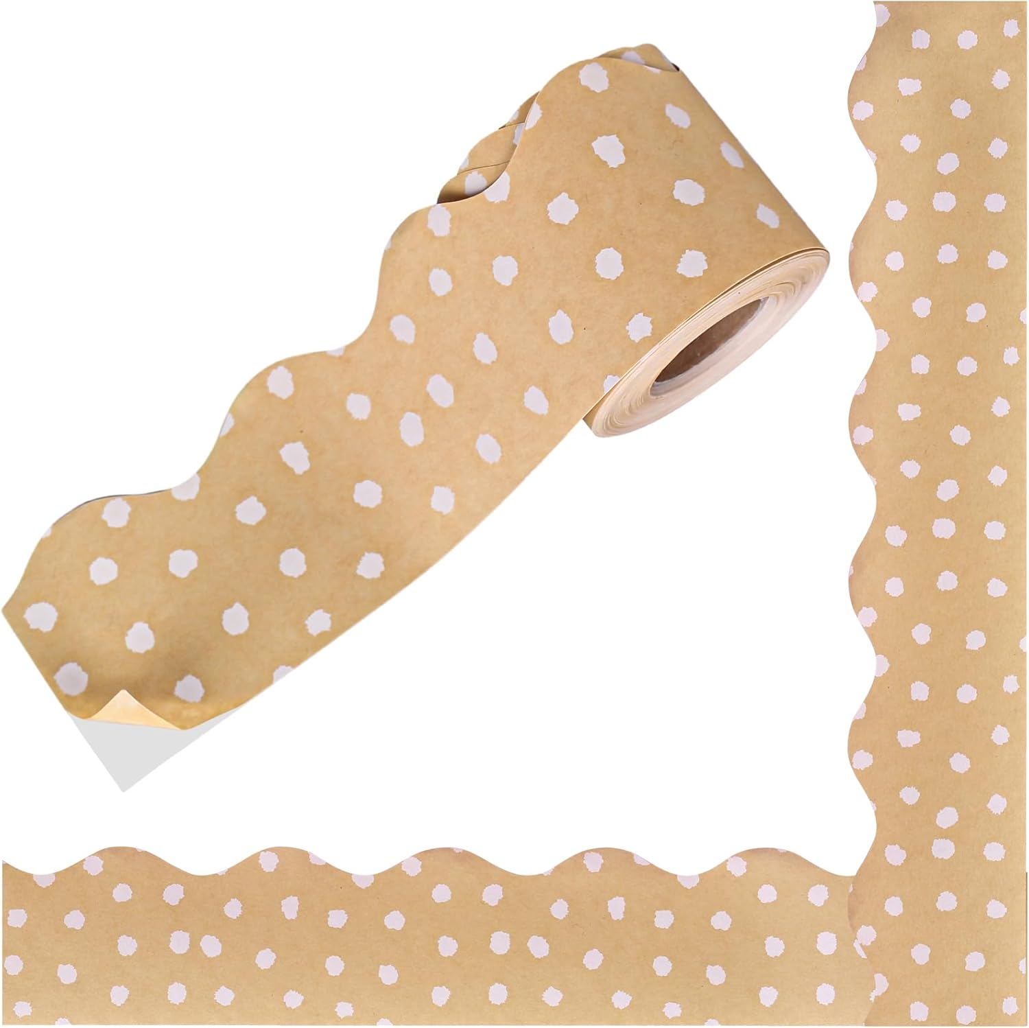 JarThenaAMCS 66Ft Kraft Paper Bulletin Board Border White