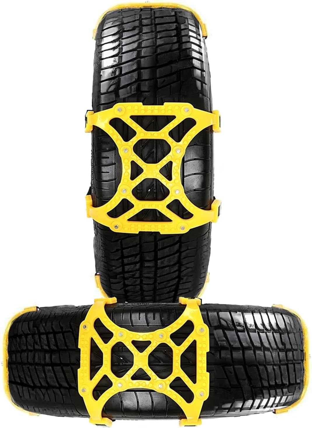 VaygWay Car Snow Tire Chains - All Season Yellow Snow Chains- Emergency Vehicle Anti-Slip Tire Chains for Cars, SUVs, & Trucks (Yellow, 6 Pack)