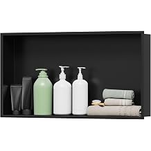 Shower Niche 24"12" No Tile Needed, Matte Black Recessed Wall Niche, Stainless Steel, Waterproof Rust Resistant, 4in Deep for Bathroom Shower Room