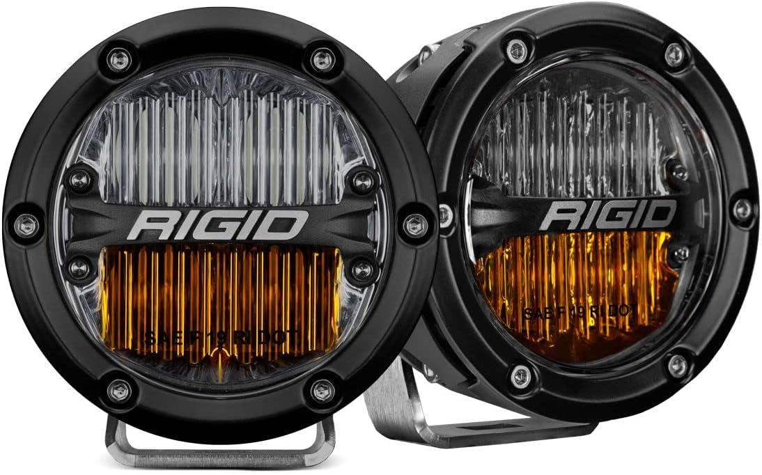 RIGID Industries 360-Series Pro 4 Inch Yellow/White SAE LED Lights Pods - Street Legal, Surface Mount, Universal Fit, Pair