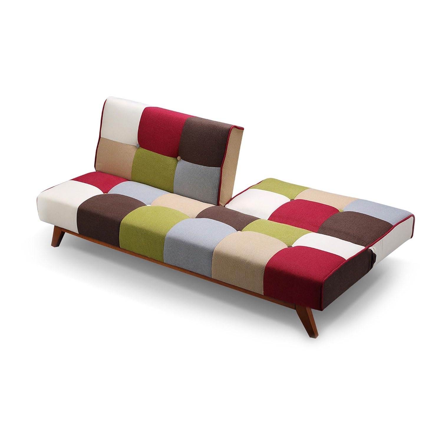 Menzzo Canapé Convertible 3 Places - Scandinave Multicolore - Canapé Clic-Clac avec Revêtement en Tissu et Pieds en Bois - Style Moderne & Confortable