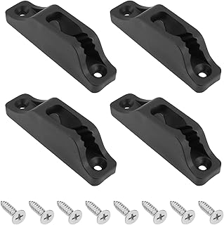 4 Piezas de Abrazadera de Nailon para Cuerda de Kayak Accesorios de Abrazadera de Cuerda de 86 X 20 Mm con Tornillos Adecuada para Yates Y Barcos con Cables de 3 A 6 Mm Color Negro