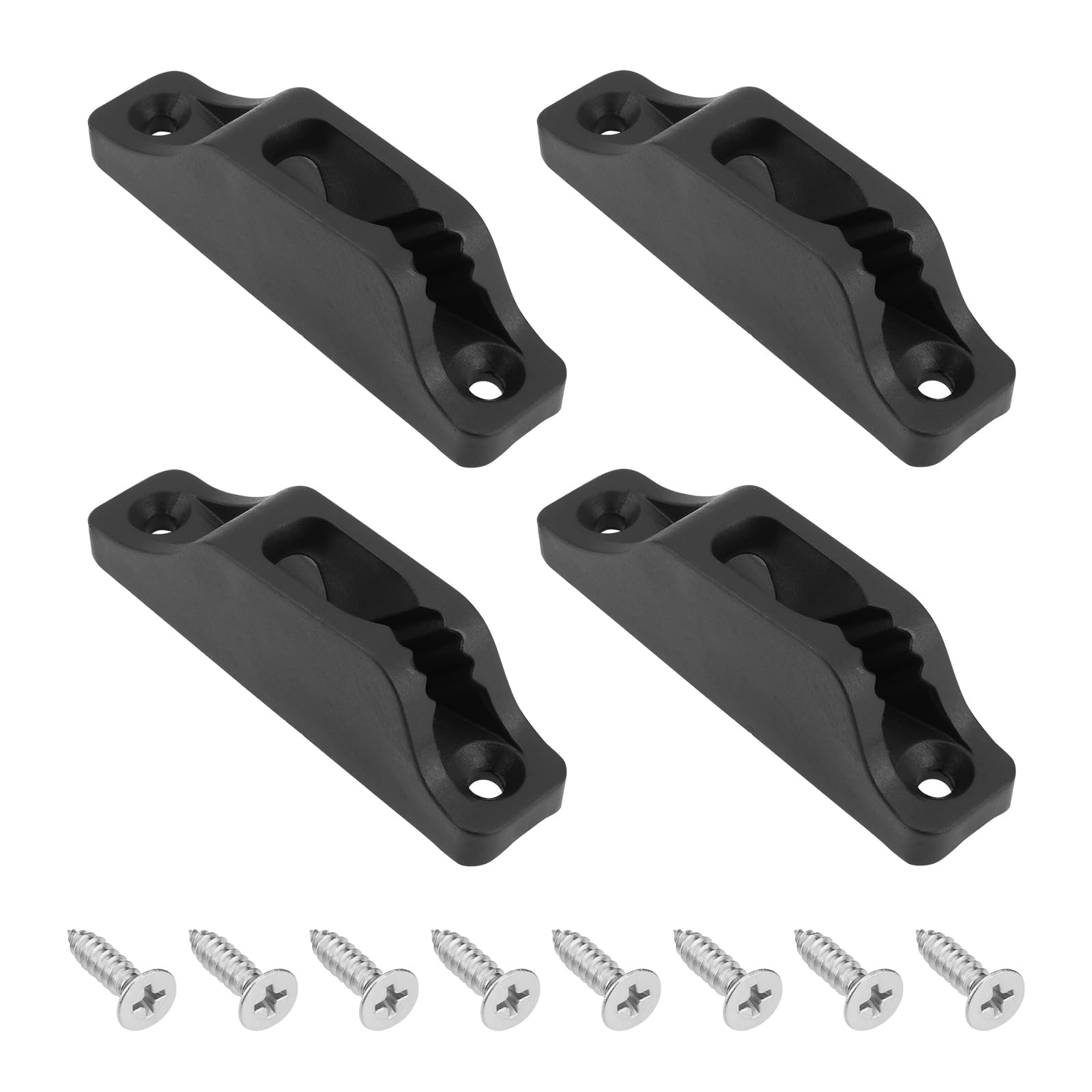 4 Stück Nylon-Leitungsklemme für Kajaks Boote Seilklemmen Zubehör Seilklemme 86 X 20 Mm mit Schrauben Geeignet für Yachtboote mit 3-6 Mm Kabeln Schwarz