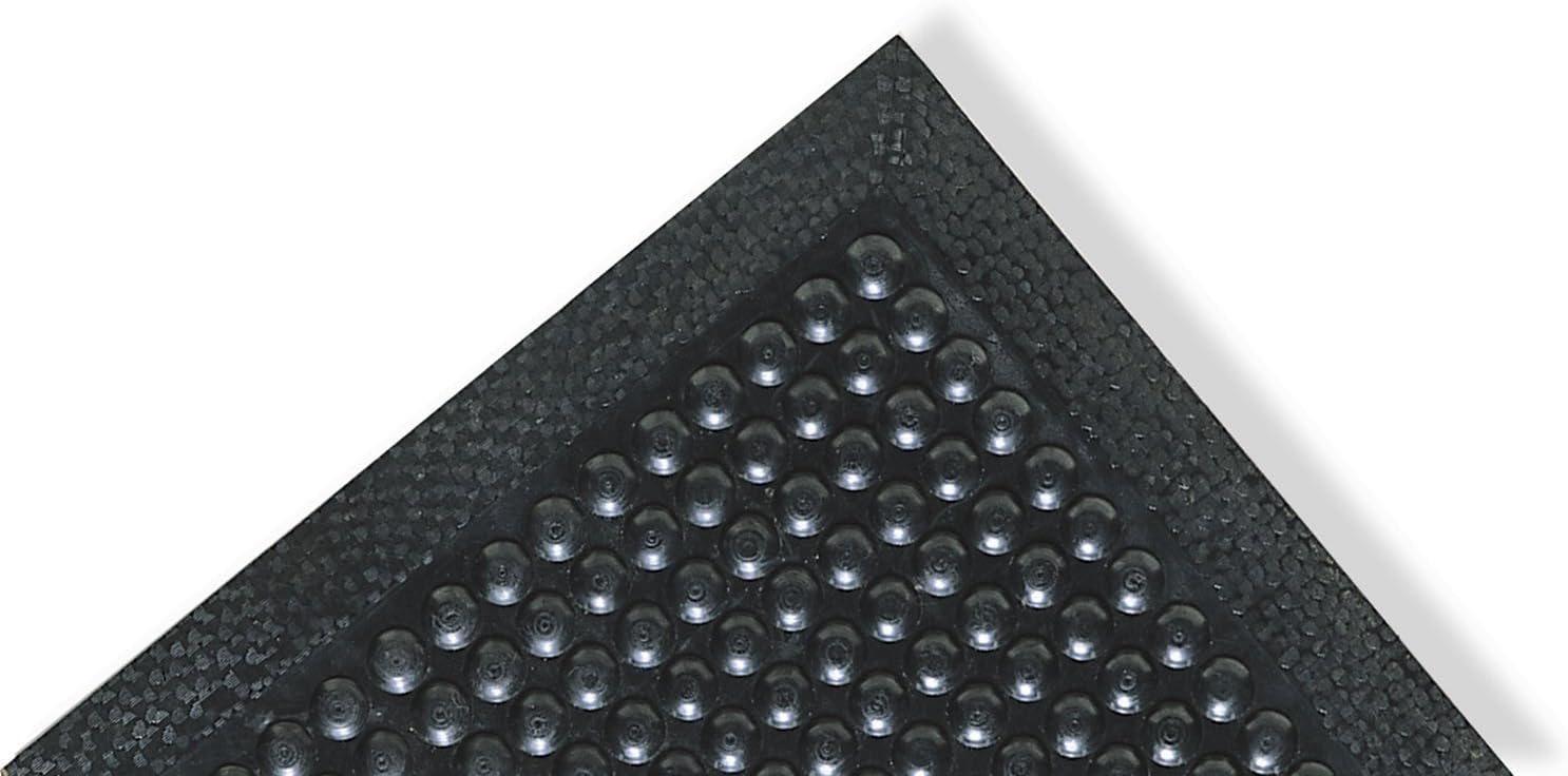 NoTrax Comfort-Eze™ Solid Top Rubber Anti Fatigue Mat for Manufacturing Assembly Lines, 2.5' x 5' x 3/8" Industrial Floor Mats, Anti Slip, Beveled Edges, Black, 447S3060BL