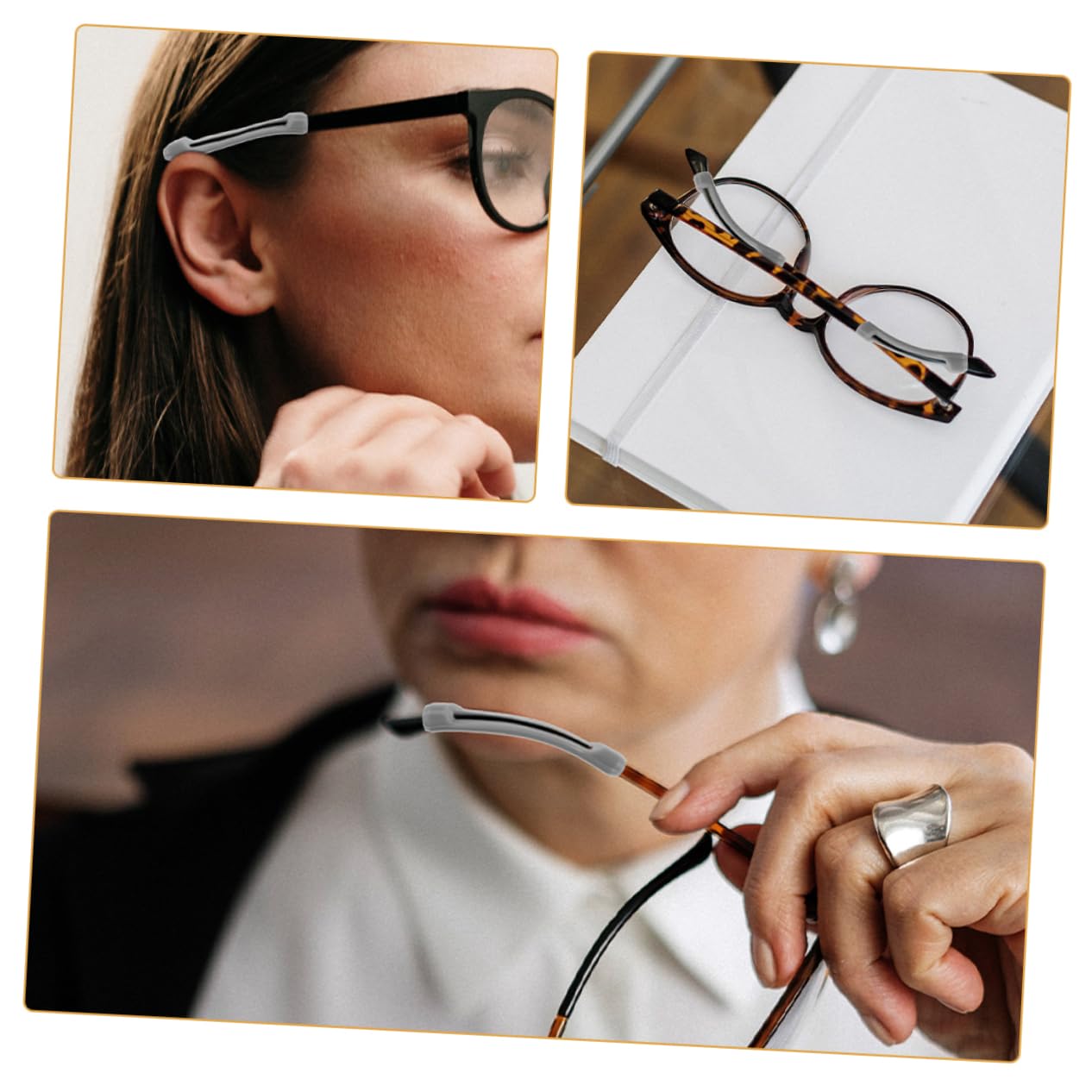 SHERCHPRY 5 Pairs Silicone Eyeglass Ear Grips Slip Ear Cushions for Comfortable Wear for Outdoor Activities Hiking Daily Use Stylish Design