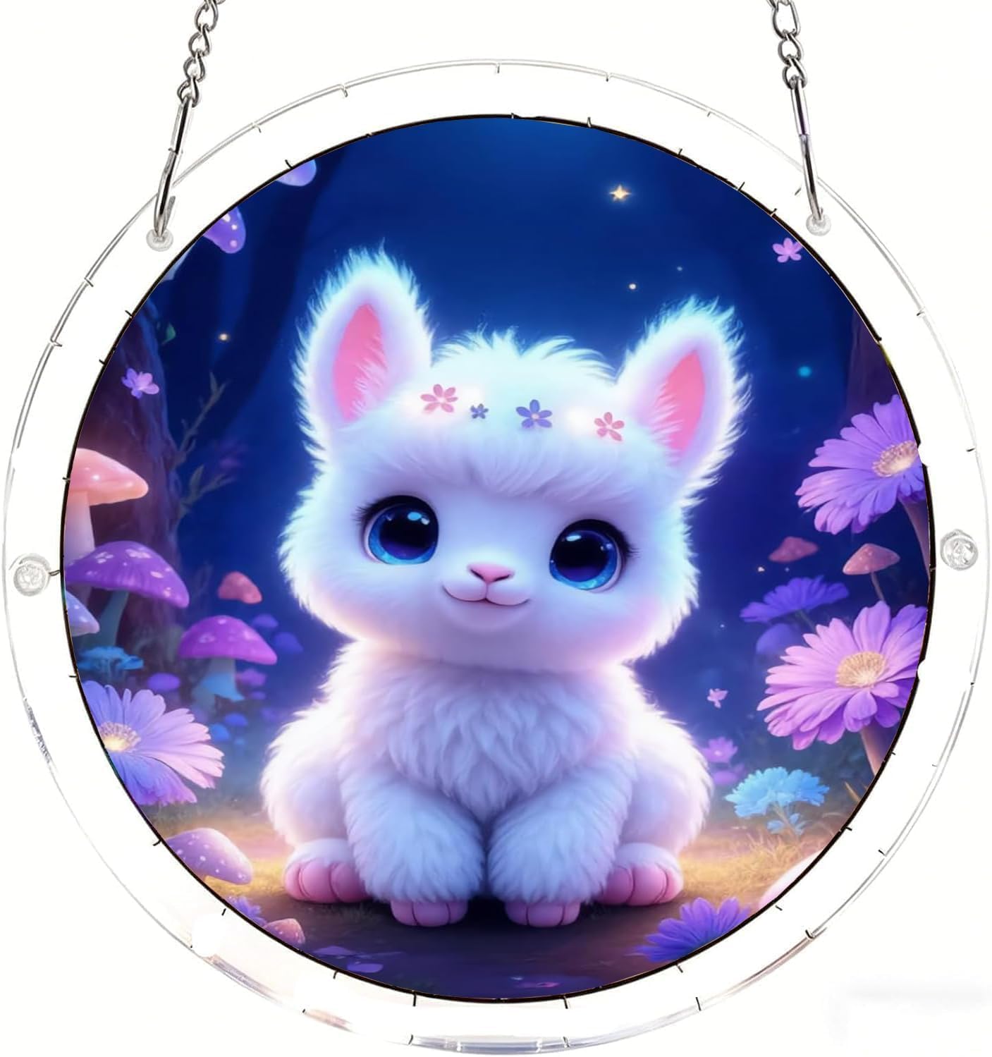 Starry Night Alpaca Acrylic Jigsaw Puzzles Suncatcher, 8.2 Inch Window Hanging Suncatcher Acrylic Puzzle, DIY Home Decor Art Gift