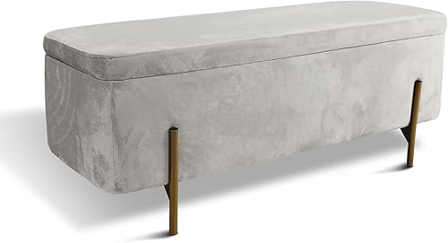 NO MORE TAG Banco otomano rectangular de almacenamiento banco otomano tapizado de terciopelo con patas de madera banco de almacenamiento para