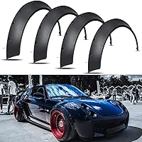 Vista 9 de Negro 4pcs 31.496 in 35.039 in Universal Exterior Fender Flares Flexible Car Body Kit Arcos de Rueda