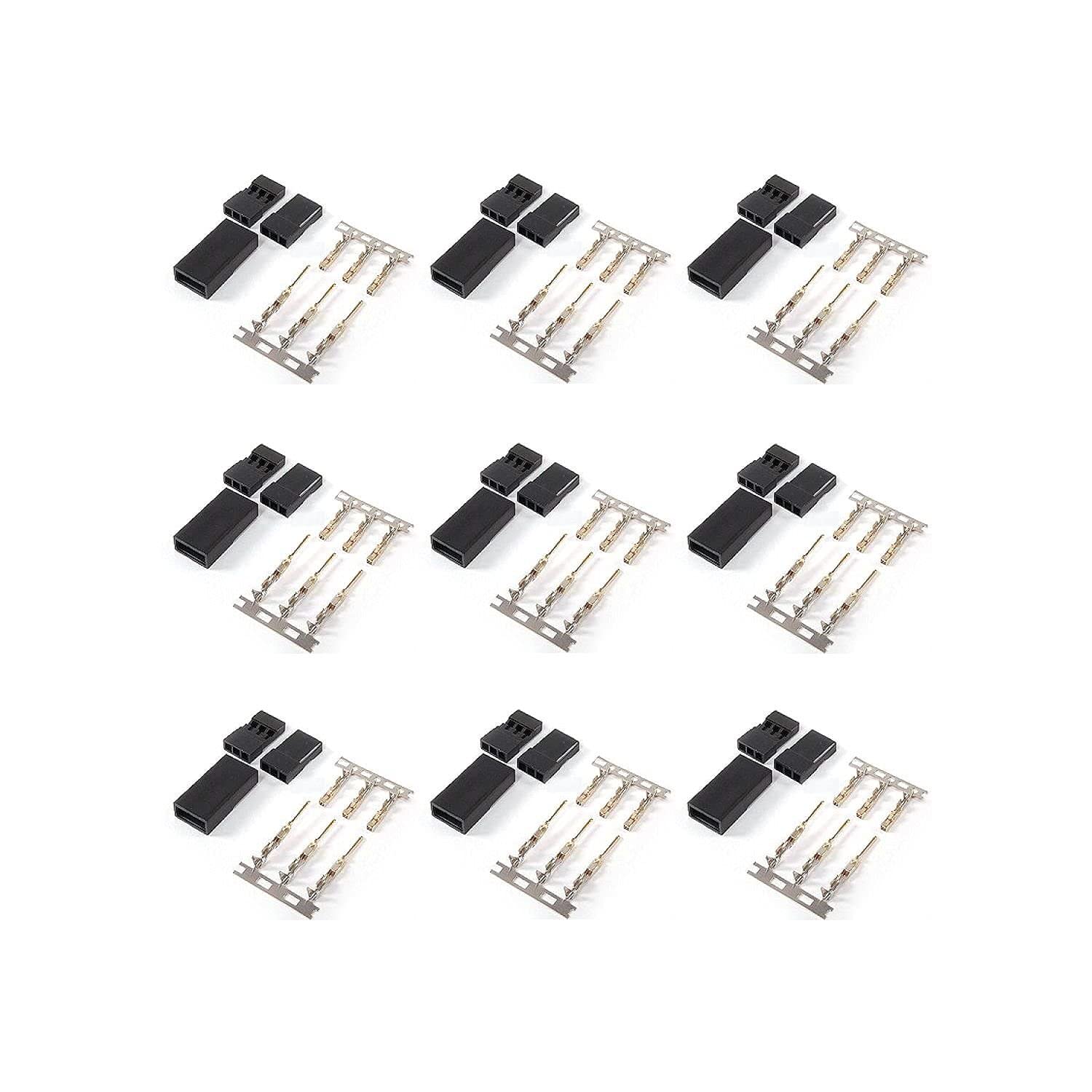 VUNIVERSUM 20x Stück Servo Stecker Female Crimp Set Metal Pins Vergoldet Goldstecker kompatibel zu Futaba RC Modellbau