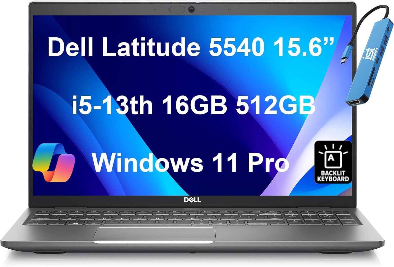 Dell Latitude 5540 5000 Business Laptop (15.6" FHD, 13th Gen Intel Core i5-1345U vPro (> i7-1255U), 16GB RAM, 512GB SSD), Backlit, 1080p FHD IR Webcam, Thunderbolt 4, IST Hub, Win 11 Pro w/AI Copilot
