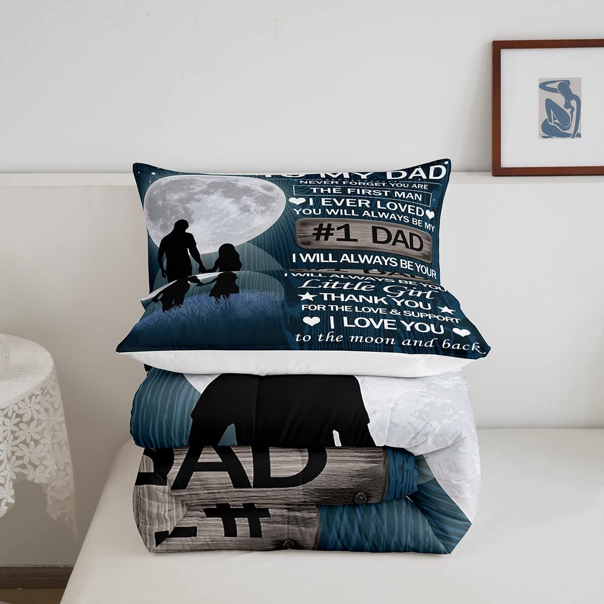Juego de Ropa de Cama para el día del Padre, Regalos de cumpleaños para papá, Abuelo, Juego de edredón Ultra Suave de Hija, edredón de Relleno Interior, decoración de habitación, Juego de edredón de