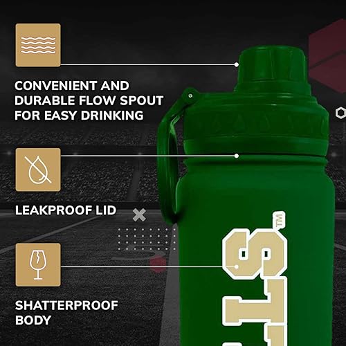 Vista 370 de Campus Colors Botella de agua de acero inoxidable de la NCAA, tapa giratoria, 24 onzas, clip de transporte, mantiene tus bebidas calientes o frías