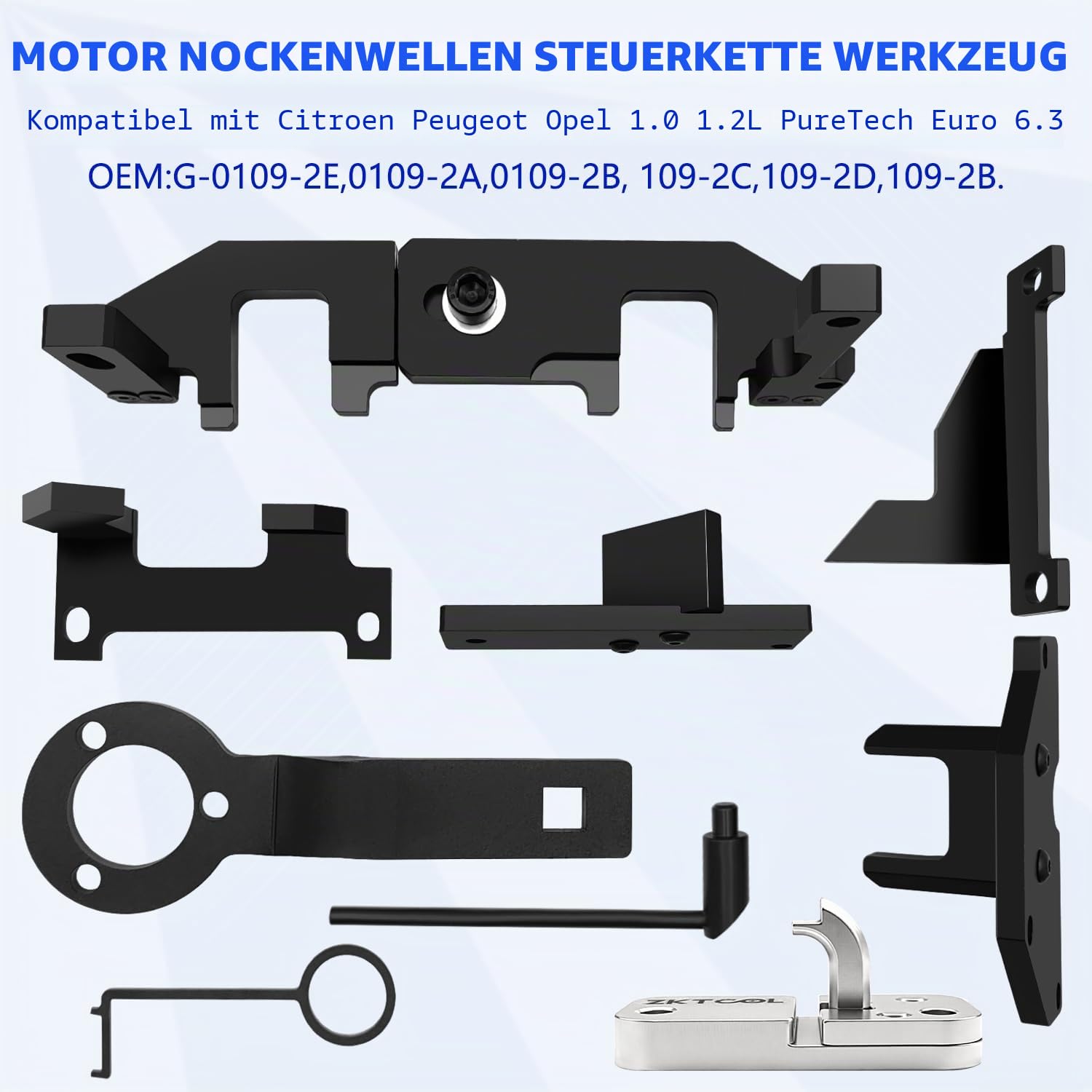 ZKTOOL Motor-Nockenwellen-Ausrichtungs-Arretierwerkzeug, Kompatibel mit Citroen Peugeot Opel 1.0 1.2 Benzinmotor, mit Nockenwellen-Steuerwerkzeug, OEM 0109-2A, 0109-2B, 0109-2C, 0109-2D, G-0109-2E