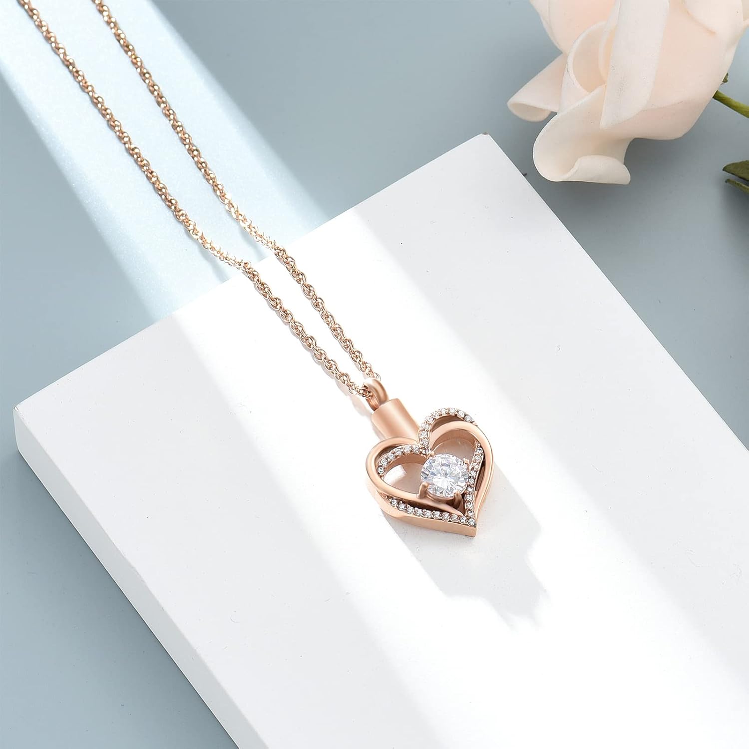 shajwo Cremation Jewelry Heart Urn Necklace for Ashes for Women Gilrs Memorial Keepsake Birthstone Pendant - Image 5