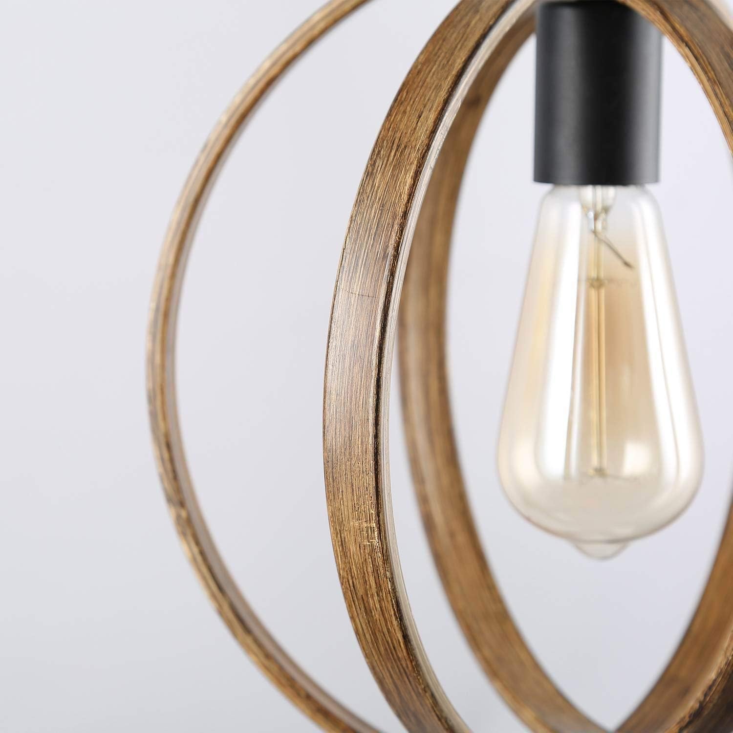 Blасk Frіdау - 70% оƒƒ Optimant Lighting Farmhouse Pendant Lighting,Faux-Wood Globe Hanging Light Fixture for Kitchen Island,Bedroom,Living Room and Foyer