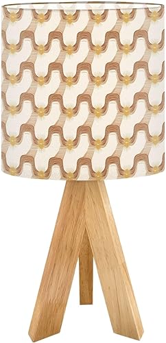 Miniatura 24 de Tripod Table Lamp Retro Checkered Peel Stick Geometric Abstract Modern 1970s Bedside Lamps Small Lamp Nightstand Lamp with Linen Lampshade Table