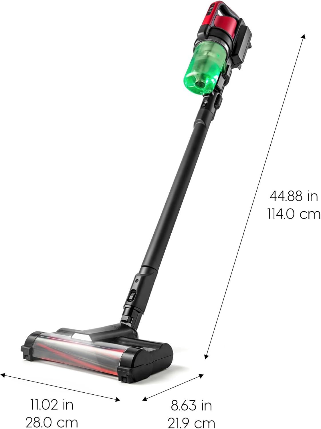 IRIS USA Cordless Stick Vacuum Cleaner, Lightweight & Rechargeable, 230W Suction, 50-Min Runtime, LED Dust Sensor, Fast Charging, Non-Slip Lean Support, for Carpet, Tile, Hard Floors – Black