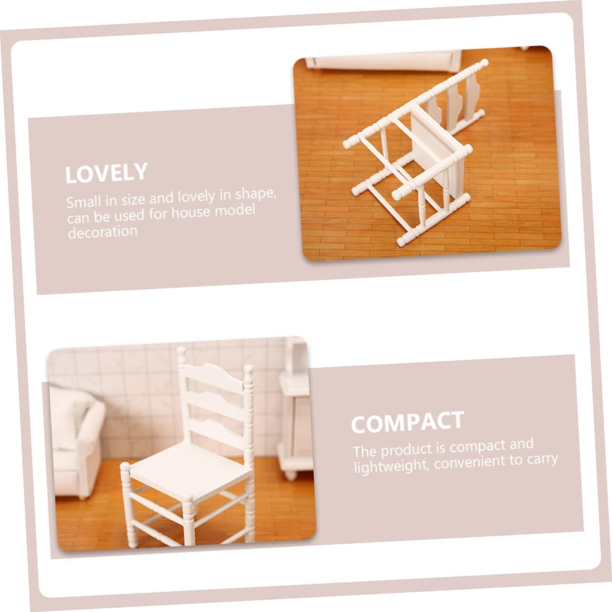 BESPORTBLE Miniature Dollhouse Chair White Long Back Micro Landscape Model Small House Furniture Decor for Doll Accessories and DIY Miniature Scenes